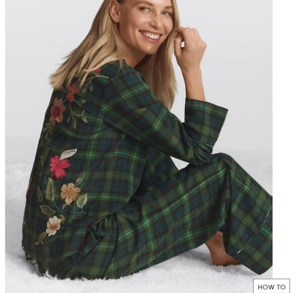 NWT Johnny Was Biya JW Rhoda Long Embroidered PJ Pajamas Lounge Pants Top Set - Picture 1 of 8